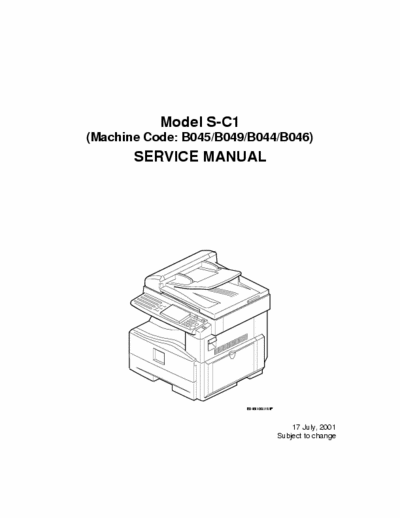 Ricoh aficio1013 Ricoh aficio1013 (machinecode s-c12, b044,b045,b046,b049) Service Manual